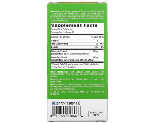 Catalo Naturals, Defense Lung Formula with Quercetin & Green Tea Extract, 60 Vegetarian Capsules Catalo Naturals, Defense Lung Formula with Quercetin & Green Tea Extract, 60 Vegetarian Capsules