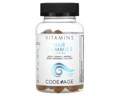 Codeage, Vitamins, Hair Gummies, Sugar Free, Biotin, Vitamin C, Minerals, Strawberry Coconut, 60 Count Codeage, Vitamins, Hair Gummies, Sugar Free, Biotin, Vitamin C, Minerals, Strawberry Coconut, 60 Count