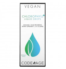 Codeage, Vegan Chlorophyll+ Liquid Drops, Non-GMO, Peppermint, 50 mg, 2 fl oz (60 ml)