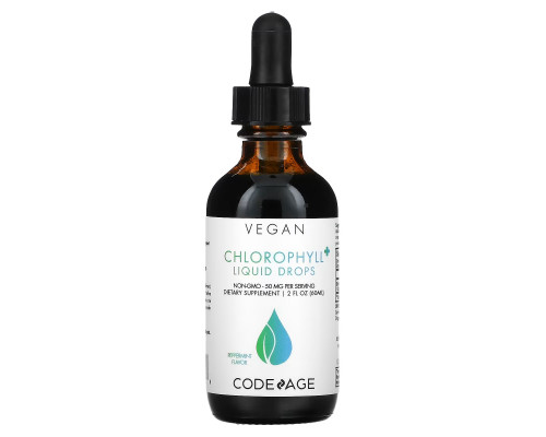Codeage, Vegan Chlorophyll+ Liquid Drops, Non-GMO, Peppermint, 50 mg, 2 fl oz (60 ml) Codeage, Vegan Chlorophyll+ Liquid Drops, Non-GMO, Peppermint, 50 mg, 2 fl oz (60 ml)