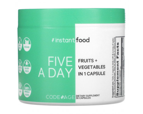 Суперфуды Five A Day, Fruits + Vegetables in 1 Capsule, 30 Capsules Суперфуды Five A Day, Fruits + Vegetables in 1 Capsule, 30 Capsules