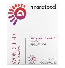 Codeage, Nanofood, Liposomal D3+K2+B12, Mixed Berry, 30 Pouches, 0.3 fl oz (10 ml) Each