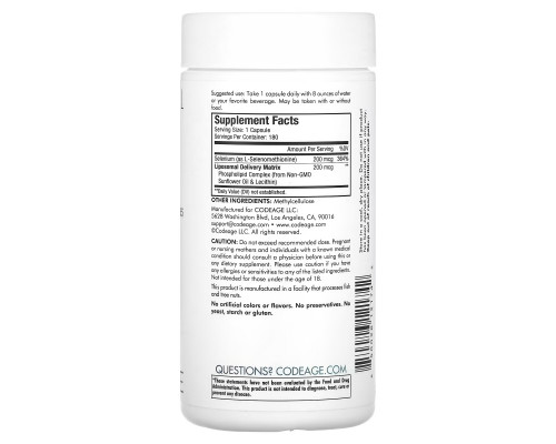 Codeage, Liposomal Selenium, 180 Capsules Codeage, Liposomal Selenium, 180 Capsules