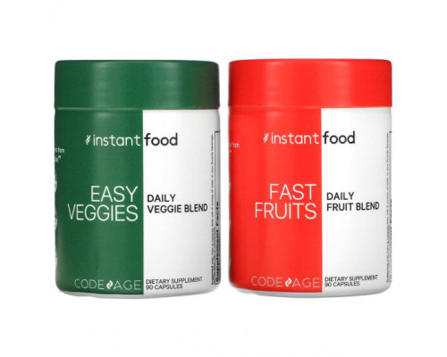 Зелень и зеленые овощи Easy Veggies Daily Veggie Blend / Fast Fruits Daily Fruit Blend, 2 Bottles, 90 Capsules Each Зелень и зеленые овощи Easy Veggies Daily Veggie Blend / Fast Fruits Daily Fruit Blend, 2 Bottles, 90 Capsules Each