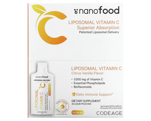 Codeage, Liposomal Vitamin C, Citrus Vanilla, 1,000 mg, 32 Pouches, 0.5 fl oz (15 ml) each Codeage, Liposomal Vitamin C, Citrus Vanilla, 1,000 mg, 32 Pouches, 0.5 fl oz (15 ml) each