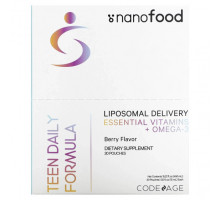 Рыбий жир и Омега 3, 6, 9 Codeage, Nano Foods, ежедневная формула для подростков, липосомальная доставка, незаменимые витамины и омега-3, ягоды, 30 пакетиков по 15 мл (0,5 жидк. Унции)