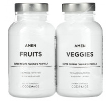 Зелень и зеленые овощи Amen, Fruits & Veggies, 2 Bottles, 180 Vegetable Capsules