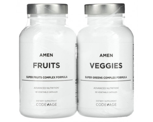Зелень и зеленые овощи Amen, Fruits & Veggies, 2 Bottles, 180 Vegetable Capsules Зелень и зеленые овощи Amen, Fruits & Veggies, 2 Bottles, 180 Vegetable Capsules
