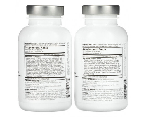 Зелень и зеленые овощи Amen, Fruits & Veggies, 2 Bottles, 180 Vegetable Capsules Зелень и зеленые овощи Amen, Fruits & Veggies, 2 Bottles, 180 Vegetable Capsules