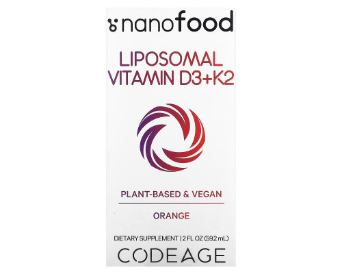 Codeage, Liposomal Vitamin D3+K2, Orange, 2 fl oz (59.2 ml) Codeage, Liposomal Vitamin D3+K2, Orange, 2 fl oz (59.2 ml)