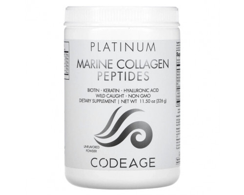 Для мышц и суставов Codeage, Platinum, порошок из пептидов морского коллагена, биотин, кератин, гиалуроновая кислота, нейтральный вкус, 326 г (11,5 унции) Для мышц и суставов Codeage, Platinum, порошок из пептидов морского коллагена, биотин, кератин, гиалуроновая кислота, нейтральный вкус, 326 г (11,5 унции)