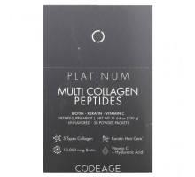 Для мышц и суставов Codeage, Platinum, мультиколлагеновые пептиды, биотин, кератин, витамин C, нейтральный вкус, 30 пакетиков по 11 г (0,38 унции)