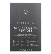 Для мышц и суставов Codeage, Platinum, мультиколлагеновые пептиды, биотин, кератин, витамин C, нейтральный вкус, 30 пакетиков по 11 г (0,38 унции)