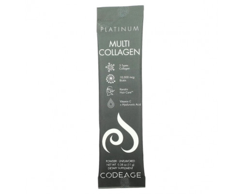 Для мышц и суставов Codeage, Platinum, мультиколлагеновые пептиды, биотин, кератин, витамин C, нейтральный вкус, 30 пакетиков по 11 г (0,38 унции) Для мышц и суставов Codeage, Platinum, мультиколлагеновые пептиды, биотин, кератин, витамин C, нейтральный вкус, 30 пакетиков по 11 г (0,38 унции)