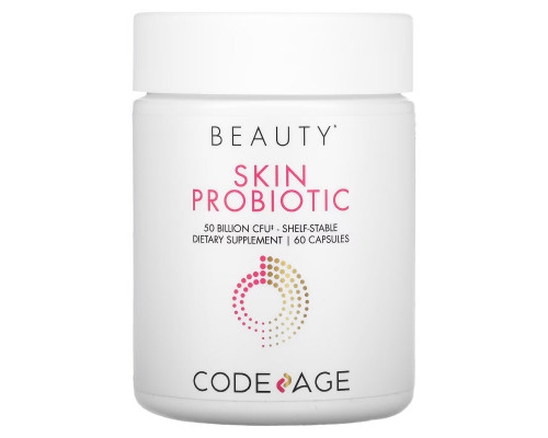 Codeage, Skin Probiotic, Shelf-Stable, 50 Billion CFU, 60 Capsules Codeage, Skin Probiotic, Shelf-Stable, 50 Billion CFU, 60 Capsules