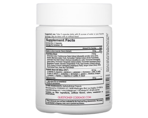 Codeage, Skin Probiotic, Shelf-Stable, 50 Billion CFU, 60 Capsules Codeage, Skin Probiotic, Shelf-Stable, 50 Billion CFU, 60 Capsules