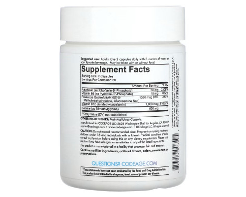 Codeage, Vitamins, Methylfolate B Complex, 120 Capsules Codeage, Vitamins, Methylfolate B Complex, 120 Capsules