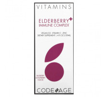 БАДы для укрепления иммунитета Codeage, Vitamins, бузина и иммунный комплекс, голубика и малина, 120 мл (4 жидк. Унции)