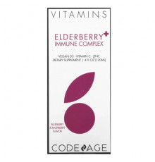 БАДы для укрепления иммунитета Codeage, Vitamins, бузина и иммунный комплекс, голубика и малина, 120 мл (4 жидк. Унции)