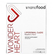 Коэнзим Q10 Codeage, Nanofood, Wonder Heart, липосомальный коэнзим Q10, малина, 30 пакетиков по 10 мл (0,3 жидк. Унции)