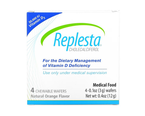 Replesta, Cholecalciferol, Natural Orange, 50,000 IU, 4 Chewable Wafers Replesta, Cholecalciferol, Natural Orange, 50,000 IU, 4 Chewable Wafers