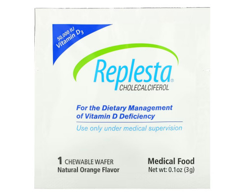 Replesta, Cholecalciferol, Natural Orange, 50,000 IU, 4 Chewable Wafers Replesta, Cholecalciferol, Natural Orange, 50,000 IU, 4 Chewable Wafers