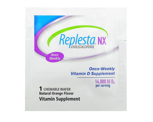 Replesta, NX Cholecalciferol, Once-Weekly Vitamin D, Natural Orange, 14,000 IU, 8 Chewable Wafers Replesta, NX Cholecalciferol, Once-Weekly Vitamin D, Natural Orange, 14,000 IU, 8 Chewable Wafers