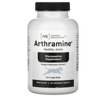 International Veterinary Sciences, Arthramine, добавка с глюкозамином, для крупных собак, говядина, 120 жевательных таблеток