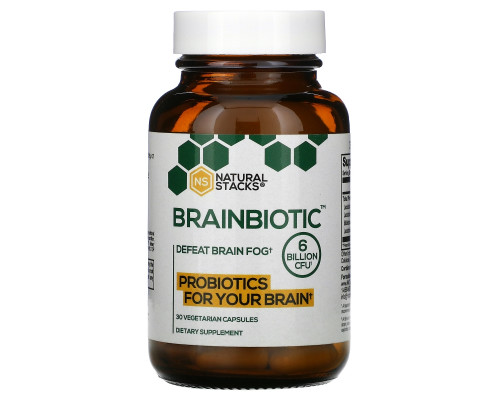 Natural Stacks, Brainbiotic, 6 Billion CFU, 30 Vegetarian Capsules Natural Stacks, Brainbiotic, 6 Billion CFU, 30 Vegetarian Capsules