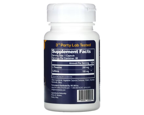 Natural Stacks, Smart Caffeine With L-Theanine, 60 Vegetarian Capsules Natural Stacks, Smart Caffeine With L-Theanine, 60 Vegetarian Capsules