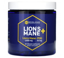 Грибы Natural Stacks, Lions Mane + PQQ`` 60 веганских капсул