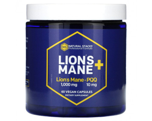 Грибы Natural Stacks, Lions Mane + PQQ`` 60 веганских капсул Грибы Natural Stacks, Lions Mane + PQQ`` 60 веганских капсул