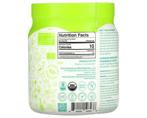 KOS, Organic Inulin Powder, 11.85 oz (336 g) KOS, Organic Inulin Powder, 11.85 oz (336 g)