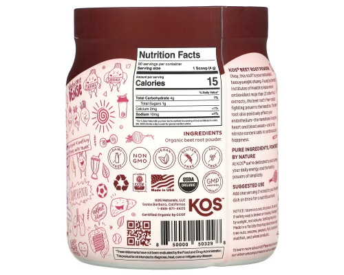 KOS, Organic Beet Root Powder, 12.7 oz (360 g) KOS, Organic Beet Root Powder, 12.7 oz (360 g)