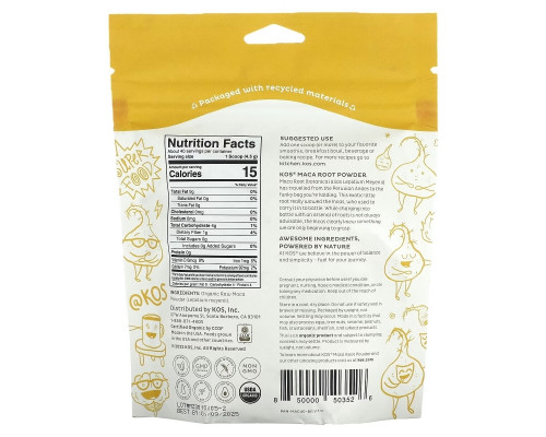 KOS, Organic Maca Root Powder, 6.34 oz (180 g)