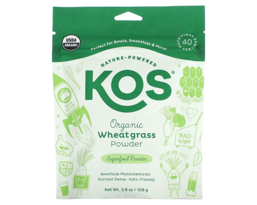KOS, Organic Wheatgrass Powder, 3.8 oz (108 g) KOS, Organic Wheatgrass Powder, 3.8 oz (108 g)