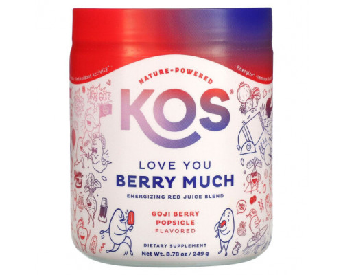 Фрукты и ягоды KOS, Love You Berry Much, бодрящая смесь красных соков, эскимо из ягод годжи, 249 г (8,78 унции) Фрукты и ягоды KOS, Love You Berry Much, бодрящая смесь красных соков, эскимо из ягод годжи, 249 г (8,78 унции)