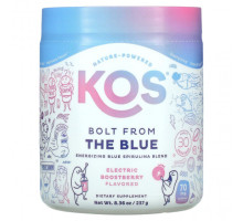Водоросли KOS, Bolt from the Blue, бодрящая смесь голубой спирулины, со вкусом ягод ягод, 237 г (8,36 унции)