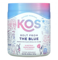 Водоросли KOS, Bolt from the Blue, бодрящая смесь голубой спирулины, со вкусом ягод ягод, 237 г (8,36 унции)