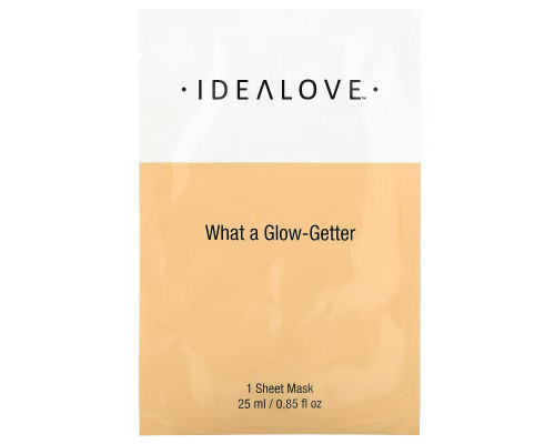 Idealove, What a Glow-Getter, тканевая косметическая маска для сияния кожи, 1 шт., 25 мл (0,85 жидк. унции) Idealove, What a Glow-Getter, тканевая косметическая маска для сияния кожи, 1 шт., 25 мл (0,85 жидк. унции)