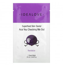Idealove, Superfood Skin Savior, Acai You Checking Me Out, 1 Beauty Sheet Mask, 0.68 fl oz (20 ml)