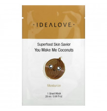 Idealove, Superfood Skin Savior, You Make Me Coconuts, 1 Beauty Sheet Mask, 0.68 fl oz (20 ml)