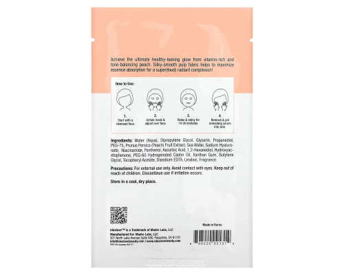 Idealove, Superfood Skin Savior, Pretty as a Peach, 1 Beauty Sheet Mask, 0.68 fl oz (20 ml) Idealove, Superfood Skin Savior, Pretty as a Peach, 1 Beauty Sheet Mask, 0.68 fl oz (20 ml)