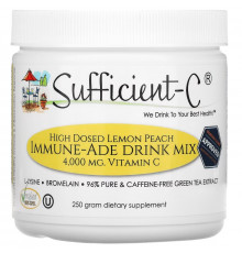 Sufficient C, High Dosed Immune-Ade Drink Mix, Lemon Peach, 4,000 mg, 250 g