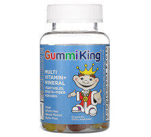 Gummi King Мультивитаминно-минеральная добавка с овощами фруктами и волокнами для детей 60 тянучек