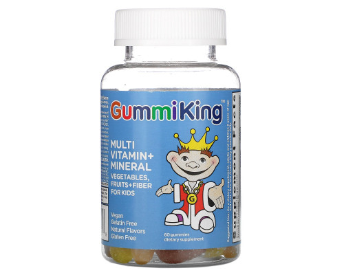 Gummi King Мультивитаминно-минеральная добавка с овощами фруктами и волокнами для детей 60 тянучек Gummi King Мультивитаминно-минеральная добавка с овощами фруктами и волокнами для детей 60 тянучек
