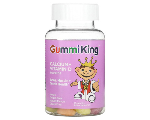 GummiKing, Кальций с витамином D для детей, 60 жевательных конфет GummiKing, Кальций с витамином D для детей, 60 жевательных конфет
