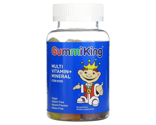 Gummi King Мультивитамины и минералы для детей 60 жевательных конфет в виде мишек Gummi King Мультивитамины и минералы для детей 60 жевательных конфет в виде мишек