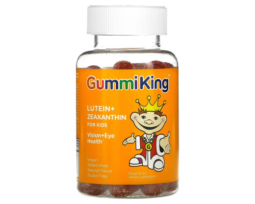 GummiKing, лютеин и зеаксантин для детей, 60 жевательных таблеток со вкусом манго GummiKing, лютеин и зеаксантин для детей, 60 жевательных таблеток со вкусом манго