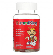 Детское здоровье GummiKing, Мультивитамины и минералы для детей, виноград, лимон, апельсин, клубника и вишня, 60 жевательных таблеток